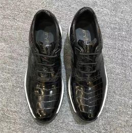 Casual Shoes Authentic Crocodile Skin Soft Sole Men Black Leisure Sneakers Genuine Exotic Alligator Leather Male Lace-up Walking Flats