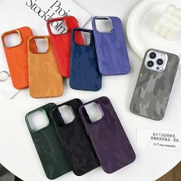 Cell Phone Cases Multiple Colours Camouflage Leather Fabric Magnetic Wireless Charging Cover Case For iPhone 15 14 13 12 Pro Max Phone Case J240426