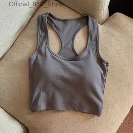 Women's Tanks Camis Womens Sexy Square Neck Double Lined Seamless Sleless Cropped Tank Yoga Crop Tops d240427