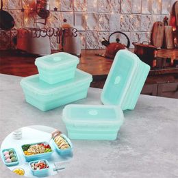 Bento Boxes Silicone foldable lunch box 4-size portable used for food tableware containers bowls boxes Q240427