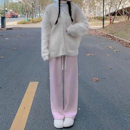 Women's Pants Super Soft Draped Wide-legged Trousers Korean Autumn Winter Casual Loose Long Thick Fleece Streetwear Sweatpants For Women