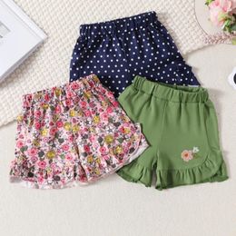 Shorts 3PCS 0-24M Baby Girls Floral Print Flounce Summer Wide Leg Pants Kids Mini Outdoor Beach Children Clothes