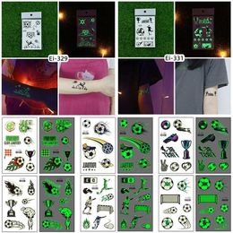 Tattoo Transfer Luminous Glowing Football/Rugby/Trophy Tattoo Stickers Temporary Body Art Sticker for Ball Match Soccer Fans/Spectator Tattoos 240426