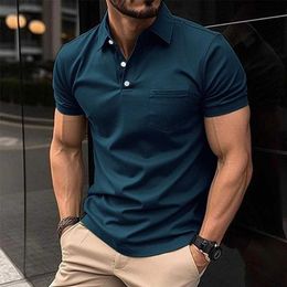Men's T-Shirts Mens fashionable slim fit sports short sleeved polo shirt with a lapel collar. J240426