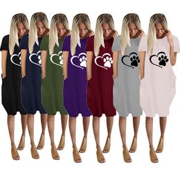 Summer Womens Short Sleeved Casual Round Neck Printed Dress