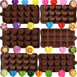Moulds Heartshaped Chocolate Mold Pentagram Easter Egg Cylinder Rose Silicone Mold DIY Chocolate Candy Ice Cube Baking Tool