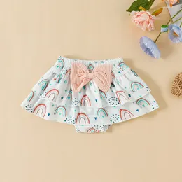 Clothing Sets Born Baby Girls Shorts Set Sleeveless Knit Romper Bodysuit Floral Ruffle Bloomer Outfit Summer Clothes