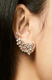 Vintage Rhinestone Crystal Flower climber Earrings For Women Bohemia Elegant Long Stud Earrings statement Jewelry Ear Crawlers7430373