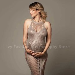 Maternity Dresses Pregnant woman photography props dress sexy knitted crochet long for womens Q240427