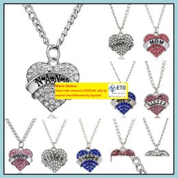 Pendant Necklaces Pendants Jewellery Diamond Peach Heart Mothers Day Gift Family Daughter Sister Crystal Necklace Drop Delivery 2021 Chysn ZZ