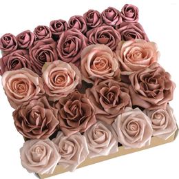 Decorative Flowers D-Seven Artificial Box Set Vintage Dusty Rose For DIY Wedding Decor Bouquet Table Centerpieces Aisle Arch Flower