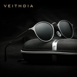 VEITHDIA Men Sunglasses Fashion Round Unisex Sun Glasses Polarised Coating Mirror Sports Driving Male Eyewear For Women 6358 240323