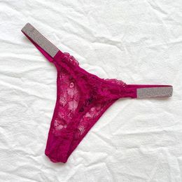 Women's Panties Fashion Sexy Women Low Rise Thong Comfort Bra Plus Size Lingerie Letter Rhinestone Pink White Seamless Underwear Briefs