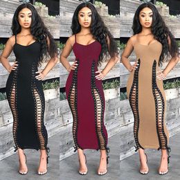 Sexy Strap Small V Neck Womens Dress Lace Up Slim Nightclub