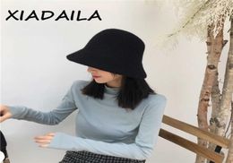 BeanieSkull Caps Autumn Winter Wool Bucket Hat Women Fashion Vintage Fisherman Hats Versatile Cap Spring Felt Hat 6 Colours Foldab1441552