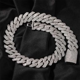 Strands the Bling King 20mm Big Heavy Cuban Chain Micro Paved Rows Cubic Prong Link Choker Necklace Hiphop Punk Jewelry 230613