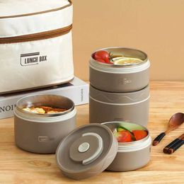 Bento Boxes Stainless steel insulated student lunch box microwave oven hot double-layer leak proof container food can Q240427