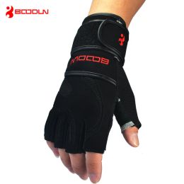 Gloves Genuine Leather Men's Half Finger Crossfit Gloves Gym Fitness Training Gloves Workout Sports Bodybuilding Weight Lifting Gloves