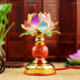 Candle Holders Buddhist Colourful Lotus Lamp Holy Buddha Solemn Religious Ceremony Worship Temple Decoration Exorcism