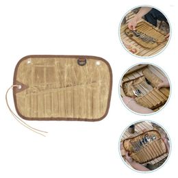 Kitchen Storage Flatware Cutlery Bag Picnic Camping Organiser Portable Tableware Canvas Outdoor