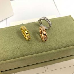 Designer brand Van Pai Edition Narrow Kaleidoscope Ring Small Design High Sense Diamond Rose Gold Jewellery with logo