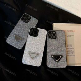 Phone Case Luxury Glitter iPhone Cases For iPhone 15 15 Plus 14 Pro Max 13 12 11 Designer Bling Rhinestone Diamond Crystal Triangle P Women Cover CYD24042605