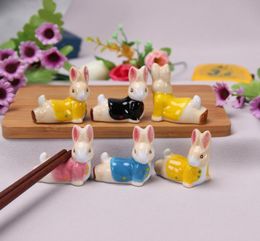 Ceramic chopsticks rest creative rabbit chopsticks holder small decoration table warm decor7289728