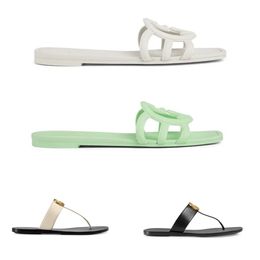 2024Brand Designer Sandals Women Shoes GunuineLeather High Heel Sandal Classic Flat Slides Beach Slipper Box35-42