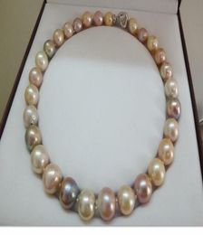 Fast Fine Pearl Jewellery HUGE 18quot1315MM NATURAL SOUTH SEA GENUINE WHITE GOLD PINK PURPLE PEARL NECKLACE4902720