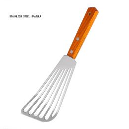 Utensils 1PCS Fish Spatula Metal Stainless Steel Blade With Wooden Handle Fish Tuner Utensils For Kitchen Cooking Tool