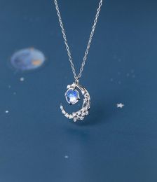 Mix Design Factory charm pendant necklace 925 Sterling Silver Zircon Crescent Moon Star Clavicle necklaces ladies accessorie4443426