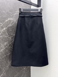 Skirts 2024 Women Fashion Sexy Casual Solid Color High Waist A Word Medium And Long Skirt 0125