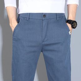 Men's Pants 2024 Summer Casual Elastic Waist Business Male Brand Clothing Classic Work Stretch Trousers