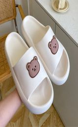 Women Men Summer Slippers Sandals Beach Slides Flip Flops Cartoon Bear Dog Tiger Thick Soled Boys Girls Unisex Bathroom Shoes 22021766719