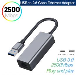 Adapter USB 3.0 To 2.5G LAN Gigabit Ethernet Adapter RTL8156B 2500/1000/100Mbps USB C 3.1 RJ45 Network Card for Laptop Desktop PC