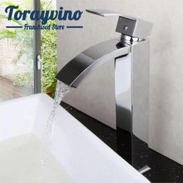 Bathroom Sink Faucets Waterfall Faucet Torneira Brass Chrome Polishing Single Hole Deck Mount Taps Spray Cold & Mixer