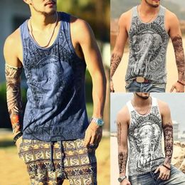 Men's Tank Tops Grey mens tank top casual fitness item brand mens sleeveless Gasp hip-hop tank top elephant printed cotton underwear 2019 retroL2404