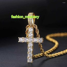 Pendant Necklaces Hip Hop Cross Necklace For Men Women Statement Iced Out Zircon Chain Wholesale Jewellery Accessories OHP003