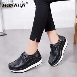 Casual Shoes Women Platform Genuine Leather Sneakers Spring Autumn Thick Soles Woman Moccasins Sapato Feminino WSH3209