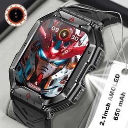 Wristwatches 2024 New Intelligent 2.1 inch Screen AMOLED High Definition Bluetooth Call Voice Assistant Sports Fitness Waterproof Mens Q240426