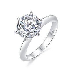 Wedding Rings 6 Prongs 925 Sterling Sier Moissanite Finger Ring Real 3 Carat D Colour Top Quality Women Drop Delivery Jewellery Dh5Yy
