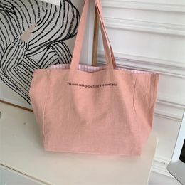 Evening Bags Solid Colour Simple Large Capacity Women's Shoulder Bag Fashion Double Sided Ladies Canvas Cute Sweet Female Handbag