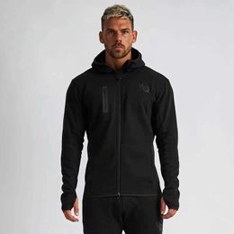 Sweatshirts Mens Hoodies Sweatshirts Cotton black slim fit hoodie with zippered jacket for casual top tier running exercise and fitness wear for men 240425