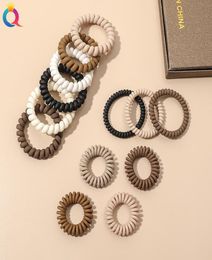 New Fashion Ribbon Matte Solid Telephone Wire Elastic Hair Band Frosted Spiral Cord Rubber Band Hair Tie Stretch Head Band Gum 1532883293