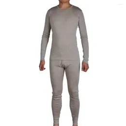 Men's Thermal Underwear Men Pure Merino Wool Winter Long Sleeves Warm Thick Sweater Thicker Tops Bottom Set