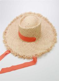 Popular Long Ribbon Raffia Beach Hast for Women Windshield Decoration Summer Straw Hat Whole Drop7766548