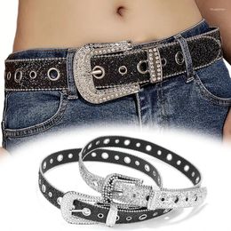 Belts Punk Rhinestone Women Men Y2K Diamond Bling PU Metal Belt Daily Leisure Dress Jeans Fashion Shiny Unisex Glitter Waistband