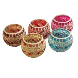 Candle Holders Diy Colour Mosaic Glass Holder Romantic Decoration Gift Fragrant Flower Cup Succulent Pot Pen