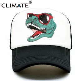 Softball CLIMATE Jurassic Dinosaur Trucker Cap Men Funny Cool Trucker Cap Jurassic Cool Black Mesh Cool Cap for Kid Adult Family