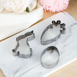 Moulds 1/3PCS Easter Egg Rabbit Radish Stainless Steel Cookies Cutter Cake Mould DIY Baking Pastry Tool Biscuit Mould